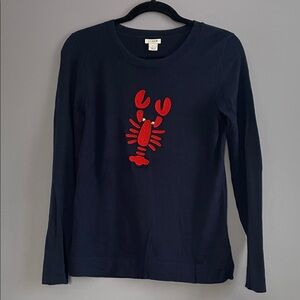 J. Crew Navy Sweater with Red Lobster Design